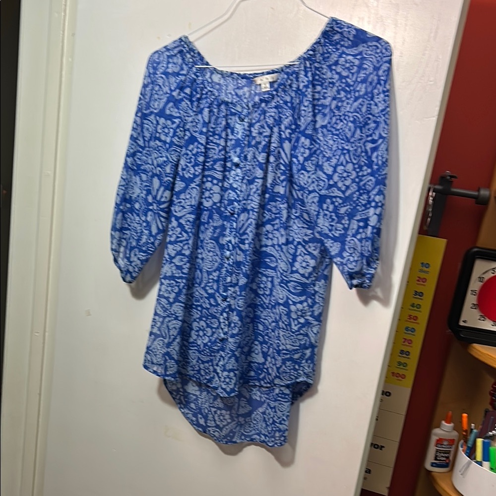 Blue Floral Women's Top